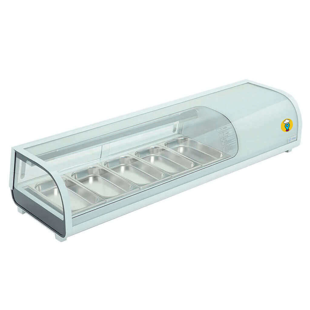 Vitrina refrigerada Migsa para sushi bar con vidrio y área de exhibición para ingredientes frescos