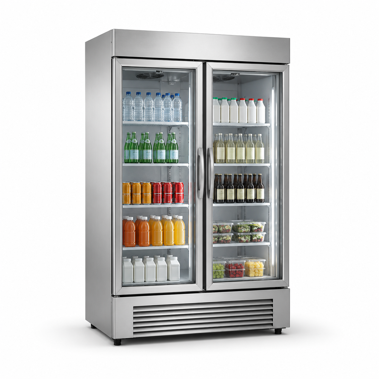 Refrigerador vertical comercial de dos puertas de cristal