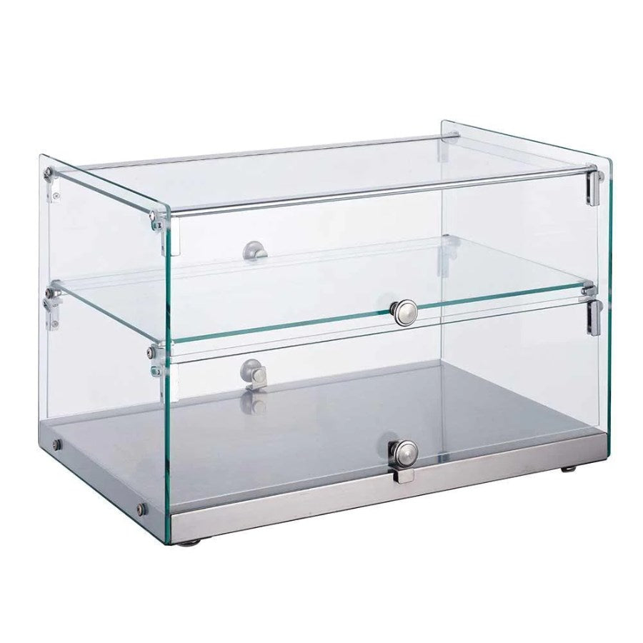 Vitrinas neutras para exhibición de productos a temperatura ambiente en panadería y repostería"