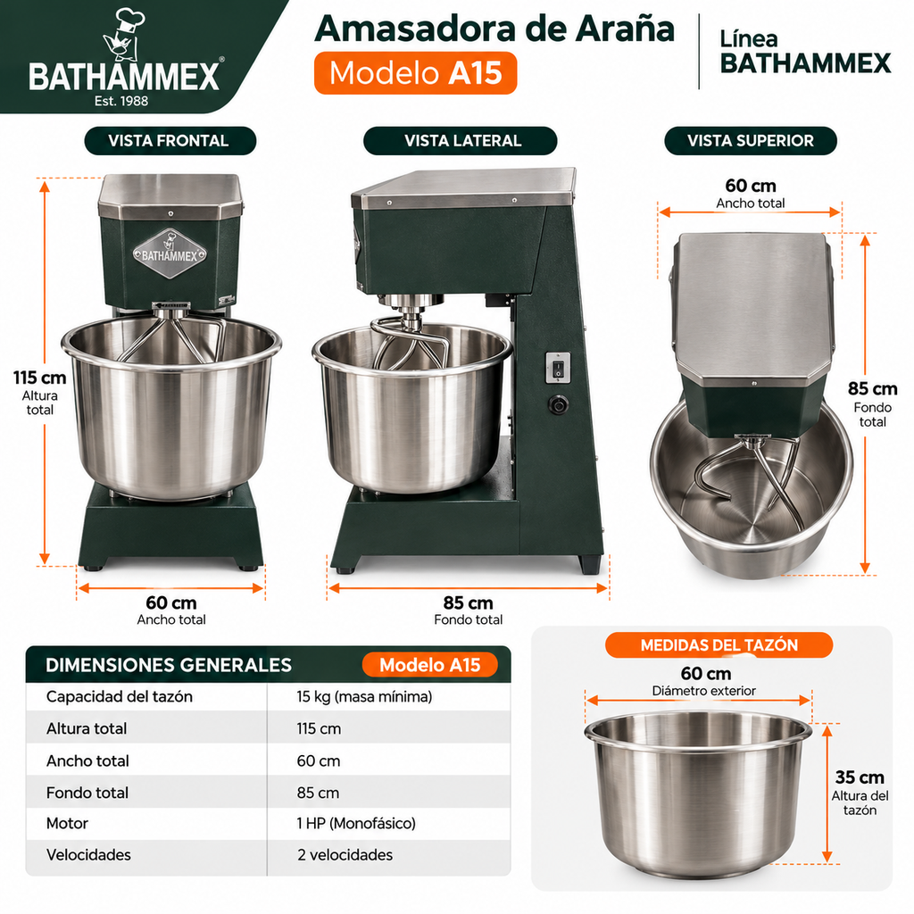Medidas equipo BATHAMMEX A15 115 cm alto 60 cm ancho 85 cm fondo