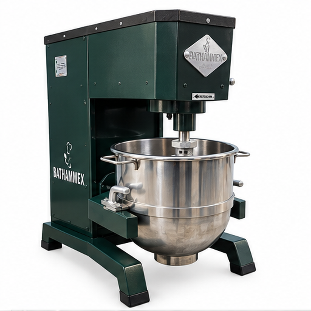 Batidora BATHAMMEX B30 de 30 litros, vista en perspectiva opuesta, equipo profesional de piso