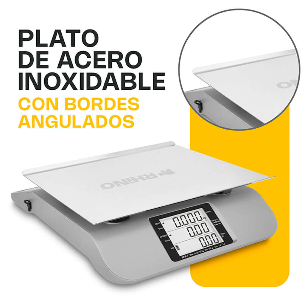 Bascula-digital-Rhino-BAR-7-plato-acero-inoxidable