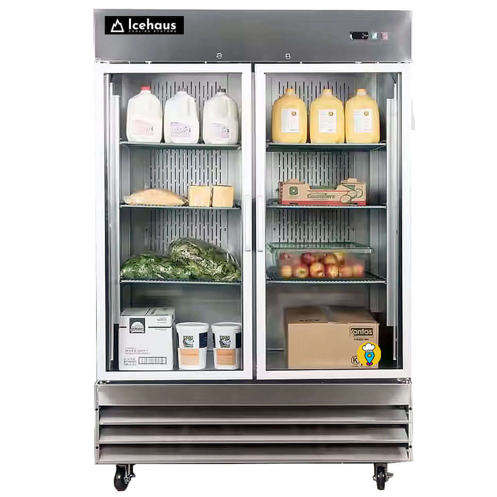 Congelador-vertical-puerta-de-vidrio-2-puertas-icehaus-RV-2PC-SS-01-con-producto
