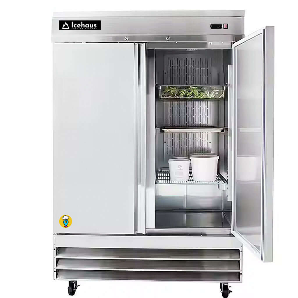 Congelador-Vertical-2-Puertas-Icehaus-CV-2PS-SS-01-puertas-abiertas-con-alimento