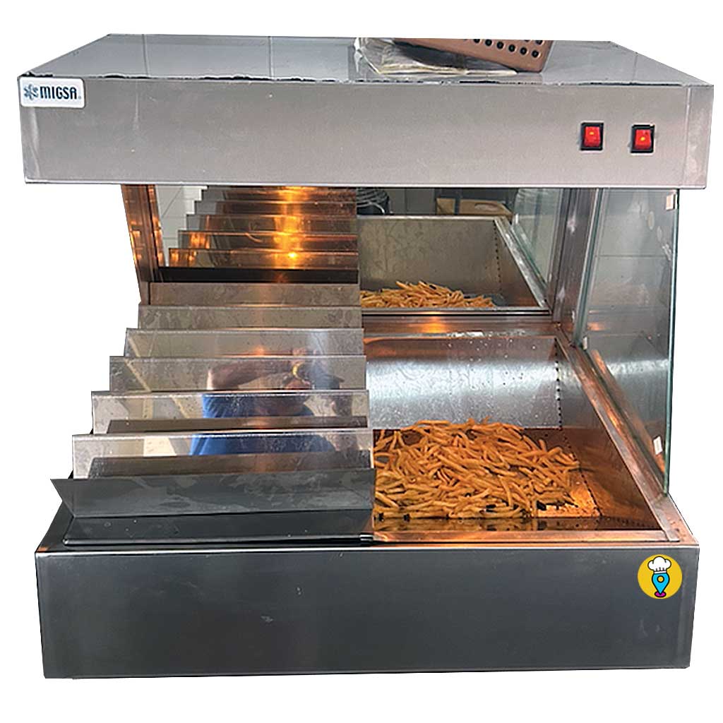calentador de papas a la francesa migsa cep-8-frente con producto