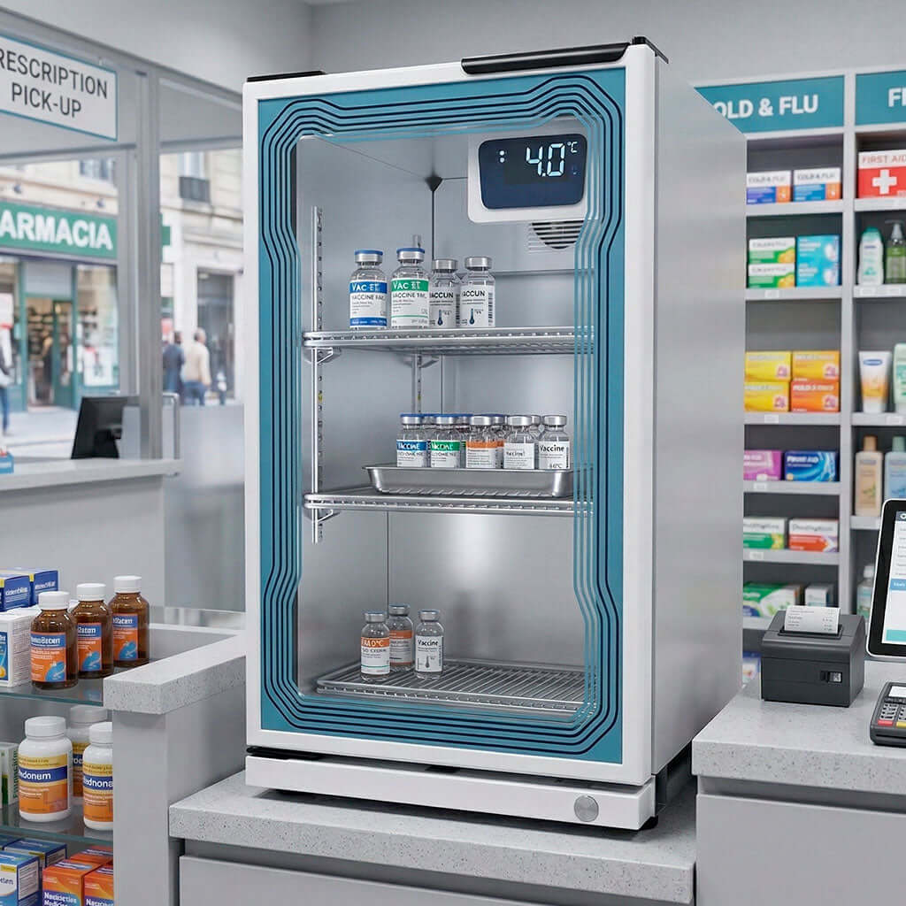 Refrigerador médico pequeño Imbera VMC01A vista lateral