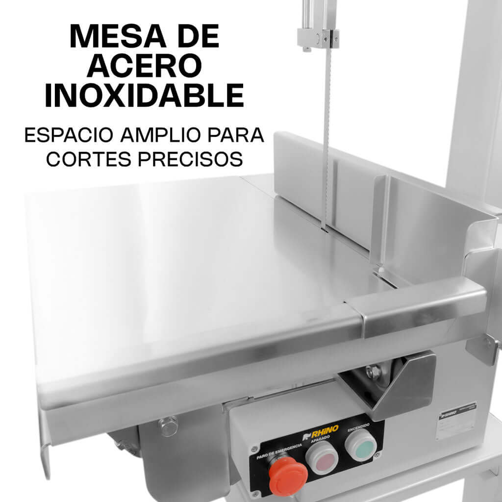 Sierra-para-carniceria-Rhino-SICA-295R-mesa-acero-inoxidable
