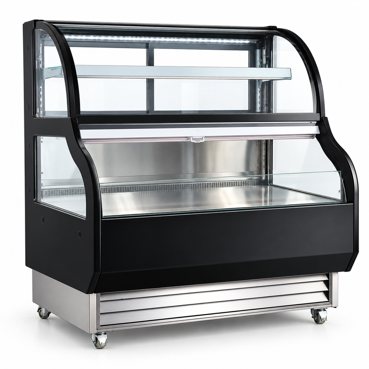 Vitrina refrigerada combinada MIGSA RTS-510L de 570 L cerrada y abierta