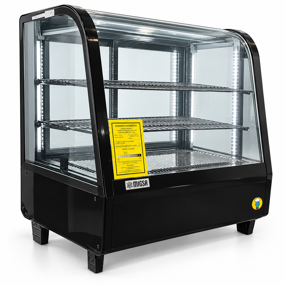 Vitrina refrigerada MIGSA RTW-100L vista lateral sobre mostrador
