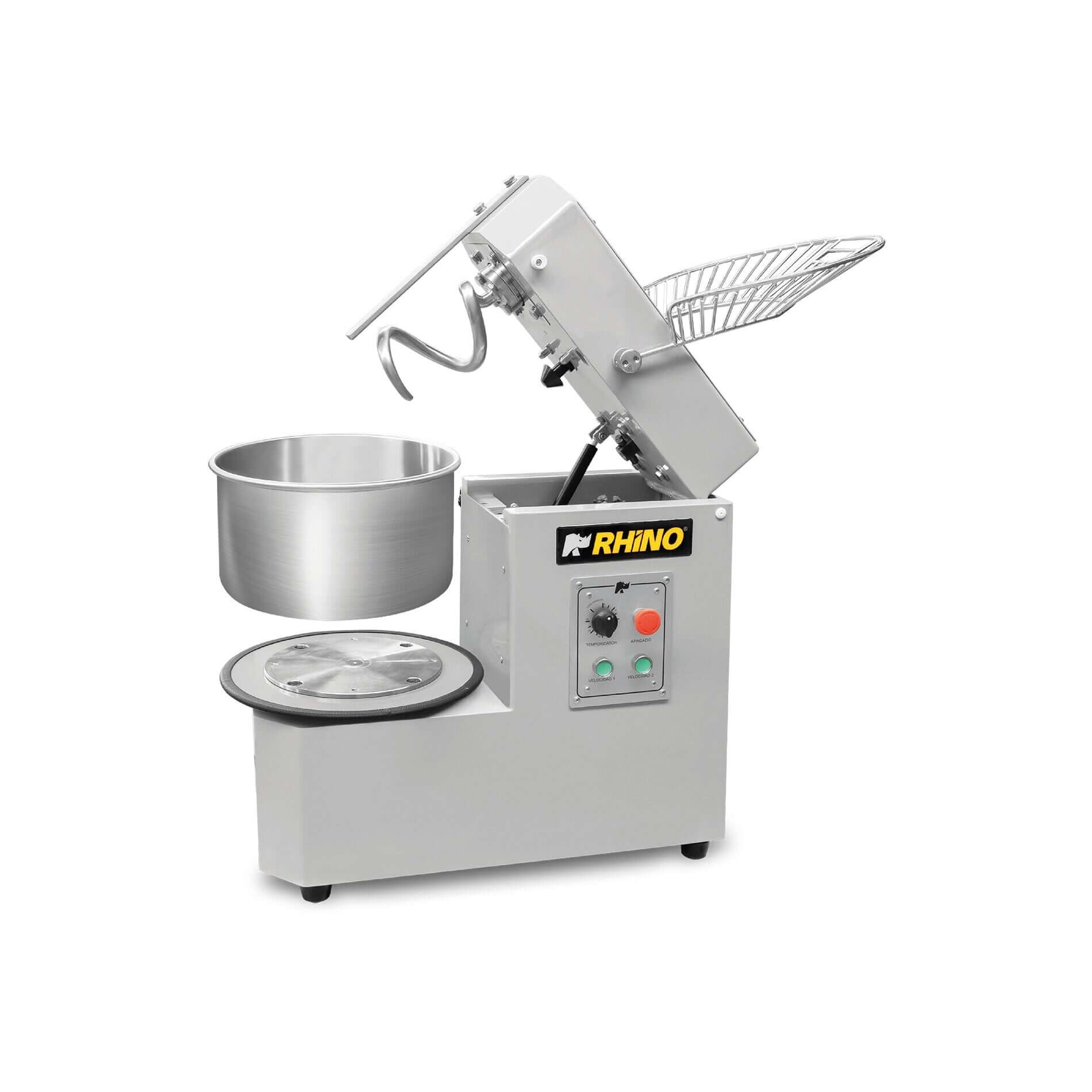 Logo de la marca Rhino en la amasadora de harina profesional modelo AMASA-20PRO
