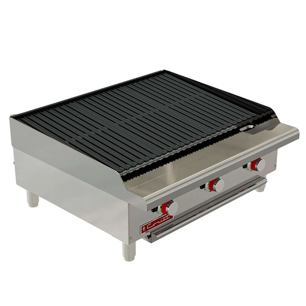 Asador de carnes a gas Coriat ACV-3 vista frontal para asar carnes en cocina profesional