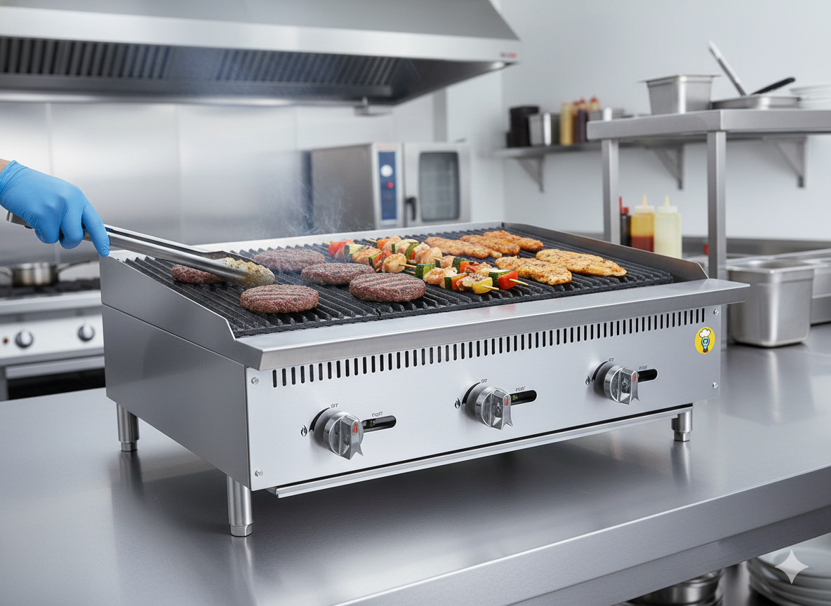 Asador radiante Migsa RFS-48-MG en acero inoxidable, 3 quemadores