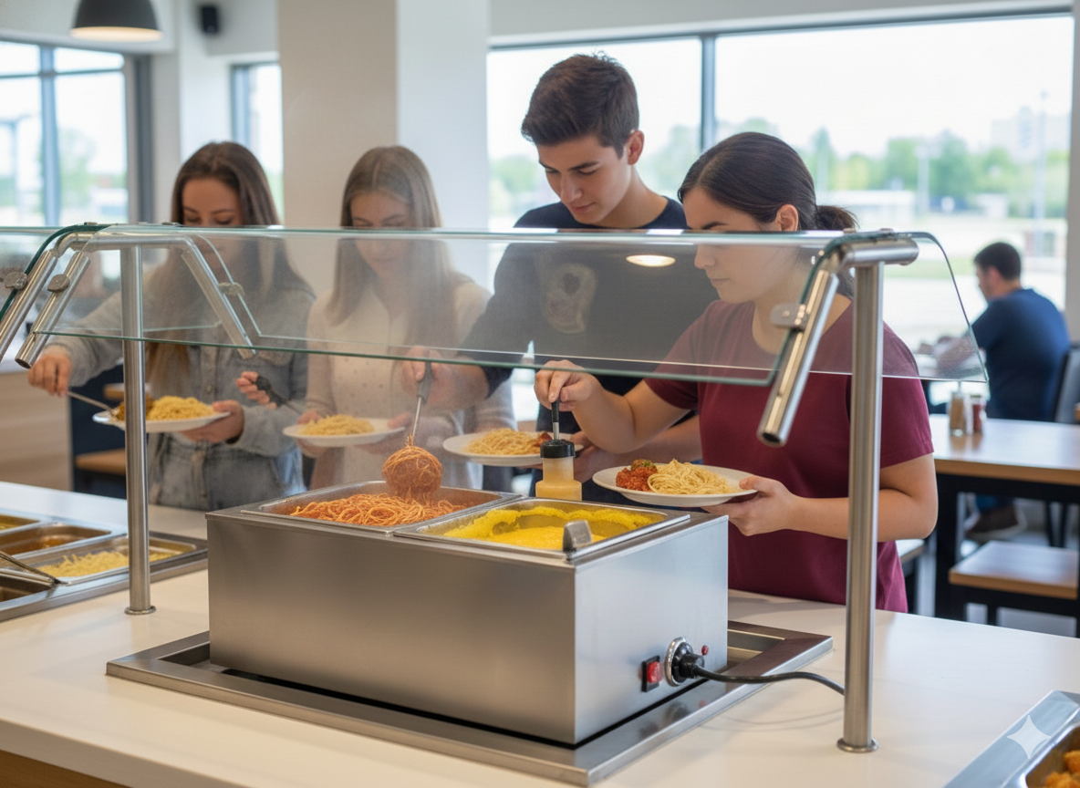 Baño María industrial eléctrico Migsa ZCK165AT2 para cocina, vista en ángulo