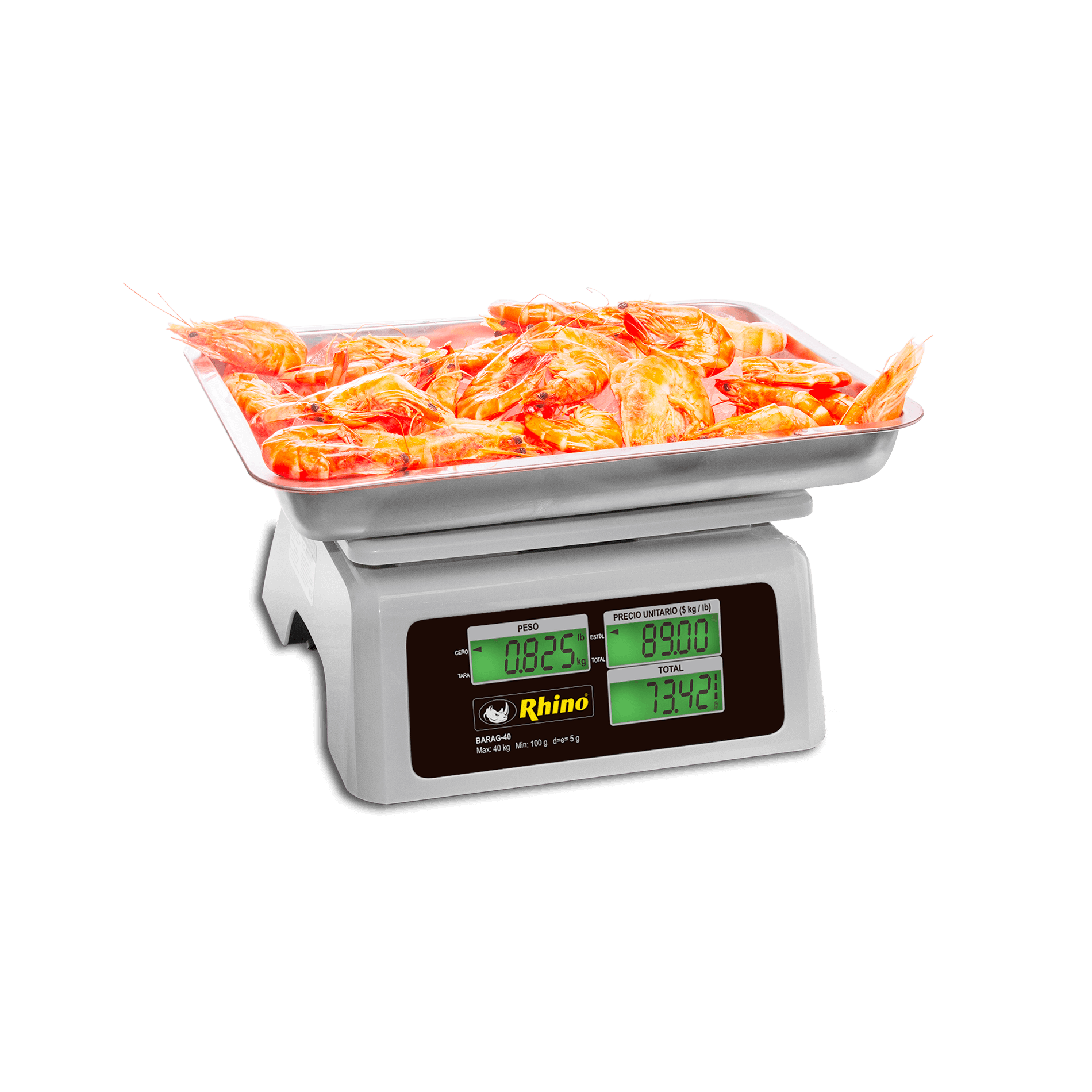 Báscula comercial digital Rhino BARAG-40 vista lateral