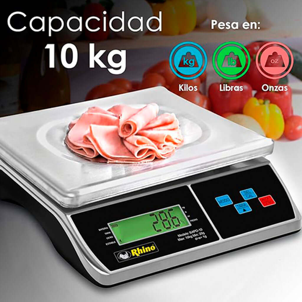 Función TARA en la báscula porcionadora Rhino BAPO-10