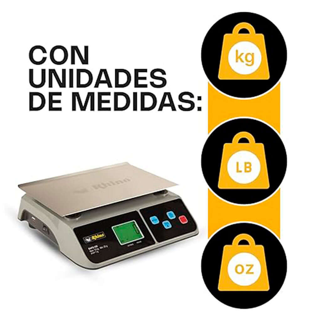 Bascula porcionadora 10 kg Rhino BAPO-10X vista lateral derecha