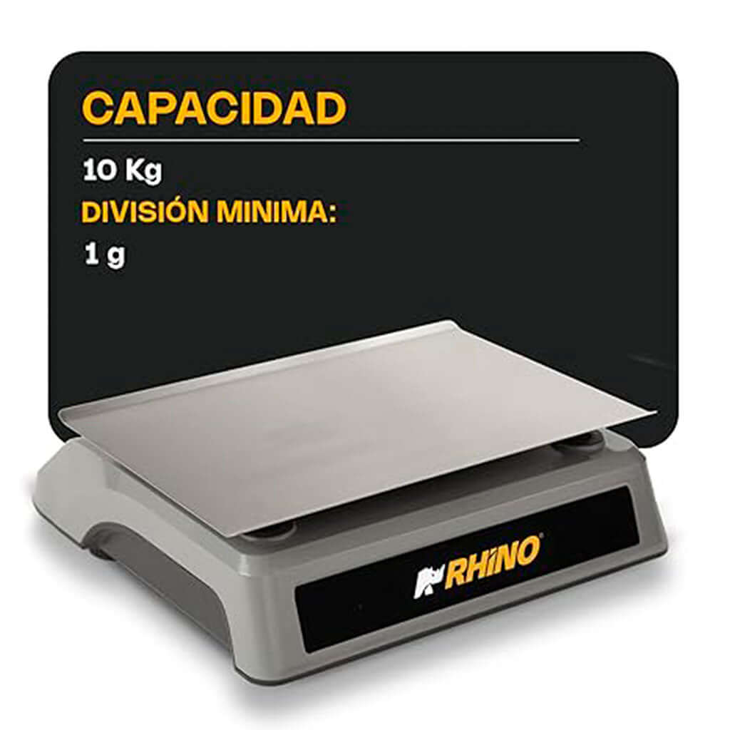 Bascula porcionadora 10 kg Rhino BAPO-10X vista lateral izquierda