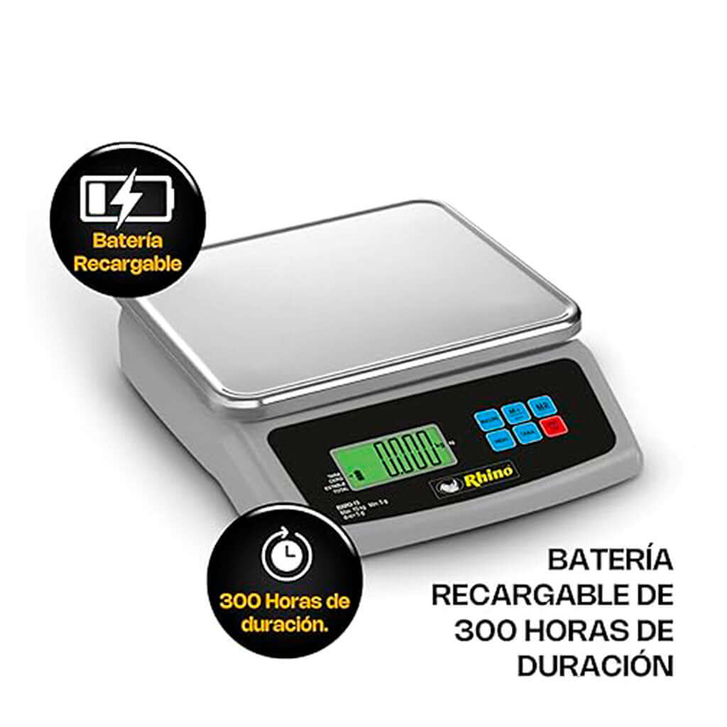 Controles digitales de la báscula porcionadora Rhino 15 kg BAPO-15