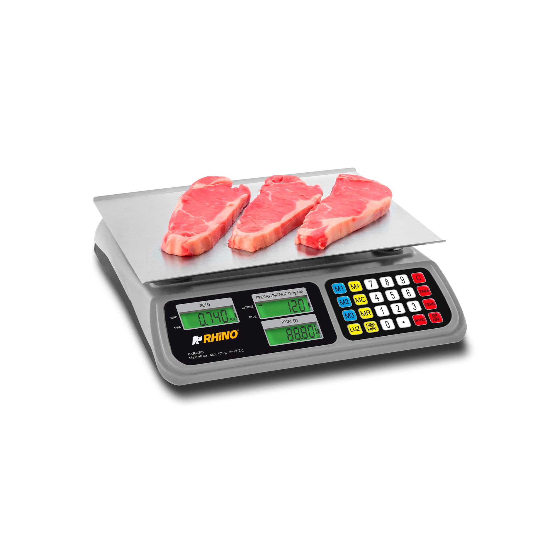 Plato de acero inoxidable de la báscula para punto de venta Rhino BAR-8RS