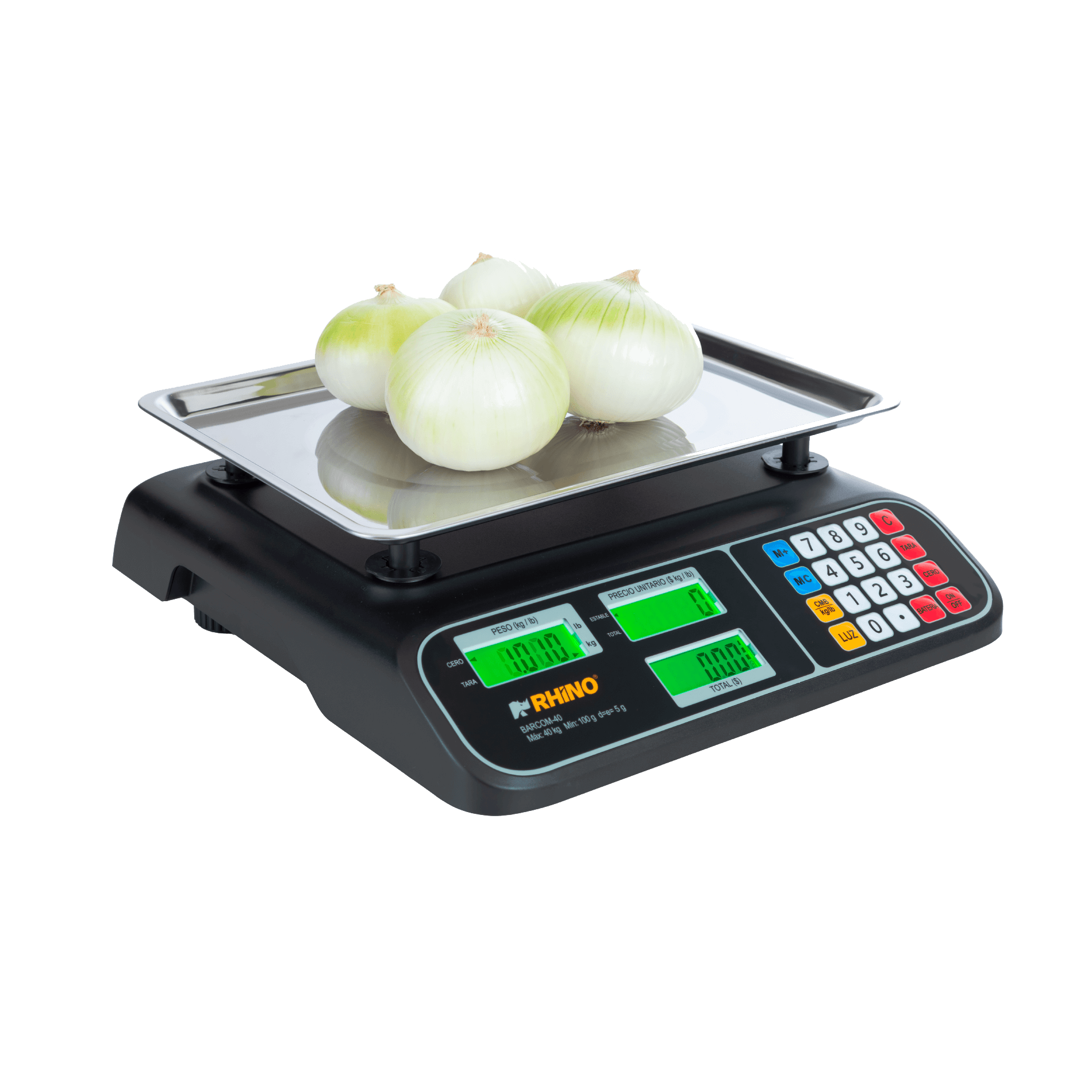 Plato de acero inoxidable de la báscula Rhino BARCOM-40 para 40 kg