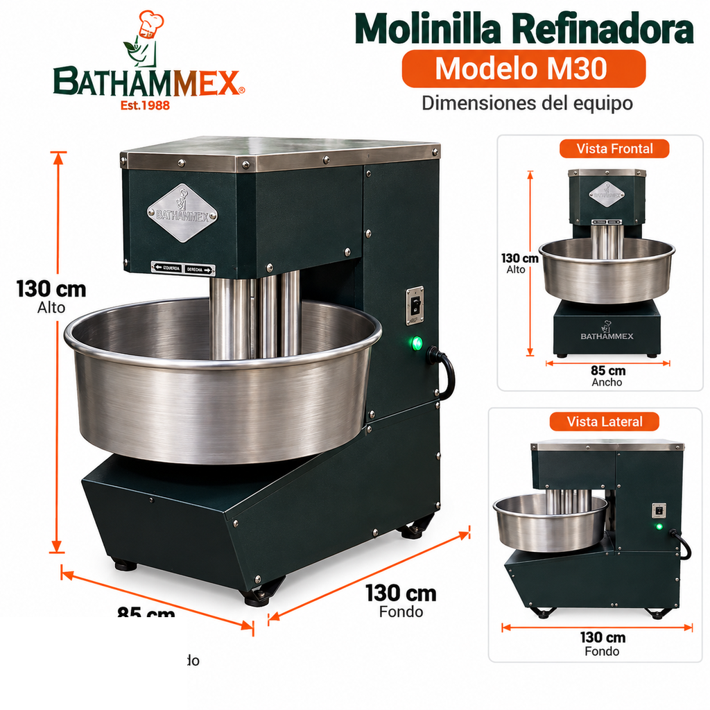 Dimensiones BATHAMMEX M30 alto 130 cm, ancho 85 cm y fondo 130 cm