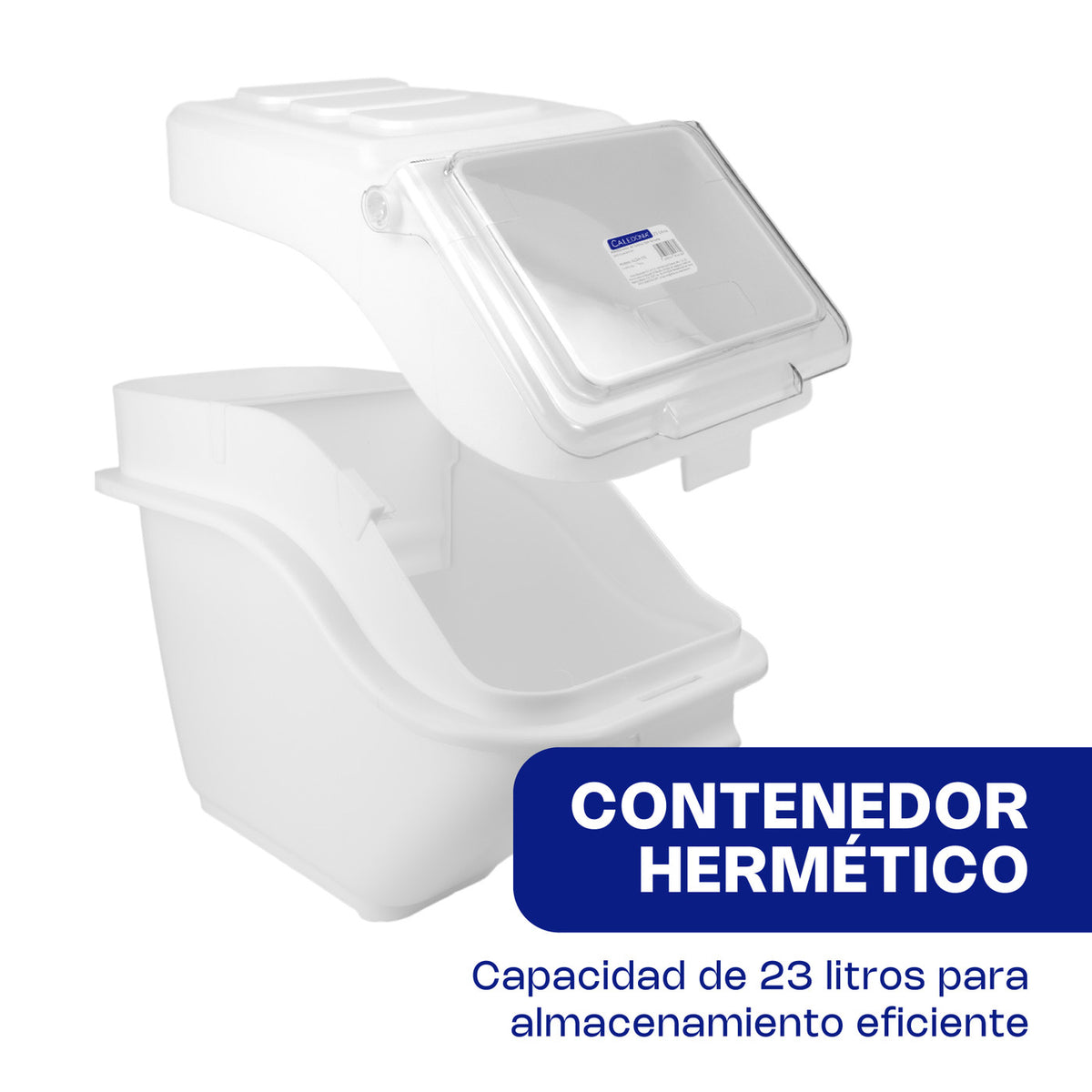 Contenedor hermético ALGRA-23E de 23 litros de capacidad, tapa integrada.