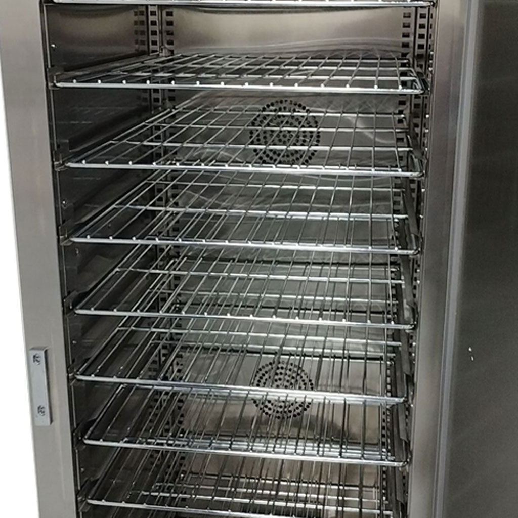 Interior del carro caliente cocina Migsa FW-11 con parrillas y control de temperatura