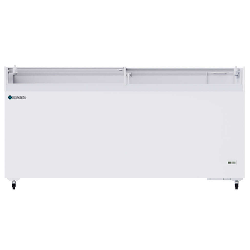 Congelador horizontal Metalfrio CHC600 con puerta de cristal vista frontal
