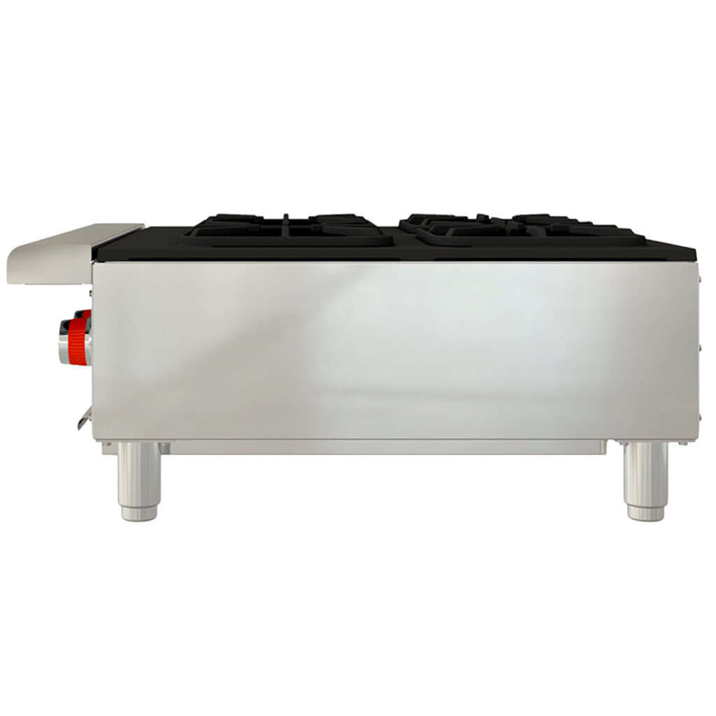 Charola para escurrimientos y patas niveladoras en parrilla industrial de gas Coriat PCV-4 Máster