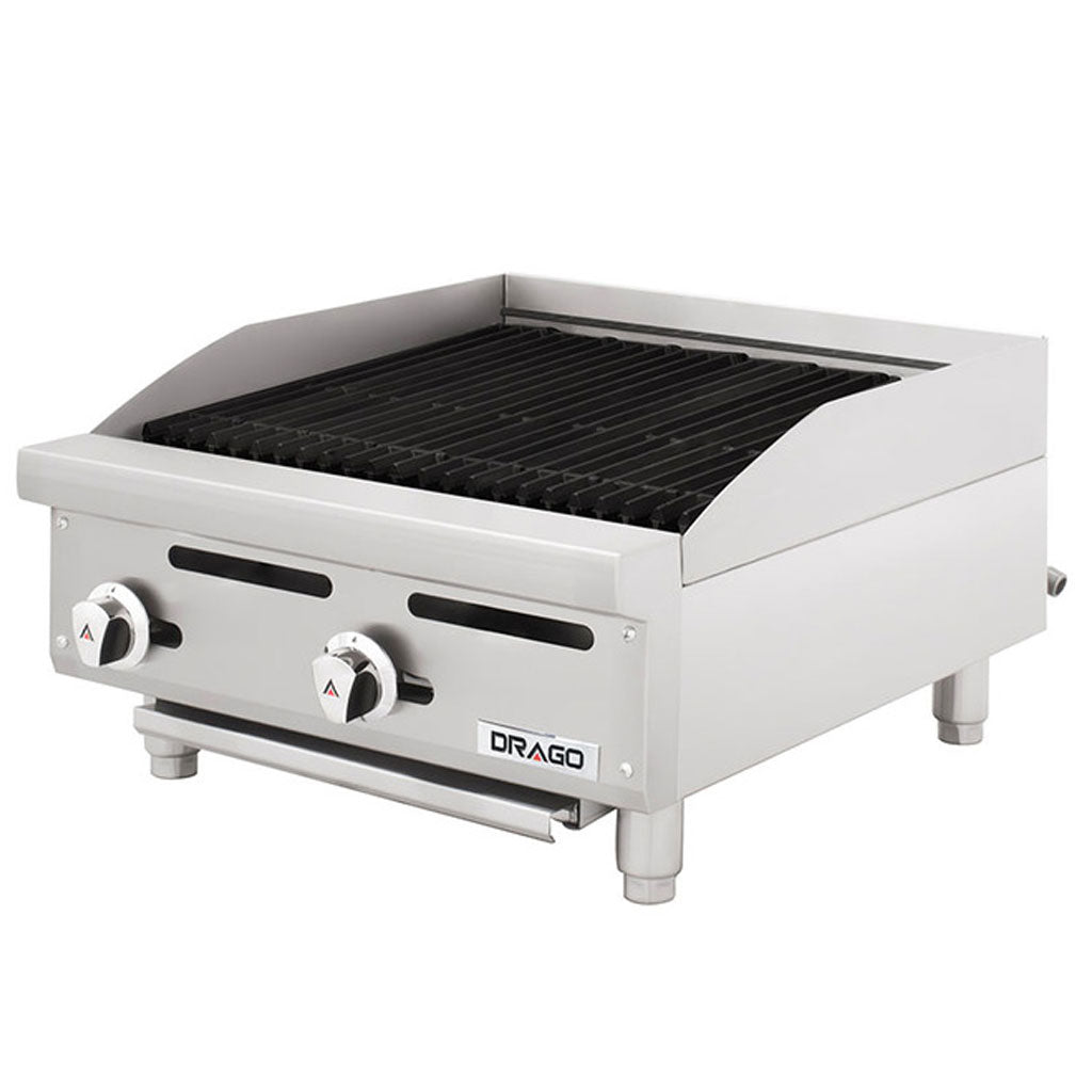 Asador industrial para restaurante Drago AG-2R vista lateral izquierda