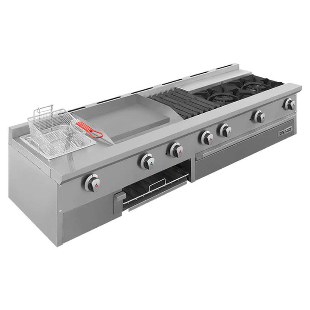 Estufa industrial de mesa Drago UDM Slim con freidora integrada para cocina profesional