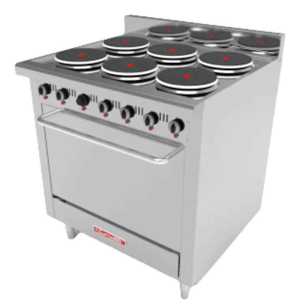 Estufa industrial eléctrica Coriat EC-6-HG-E con horno y 6 platos de hierro fundido