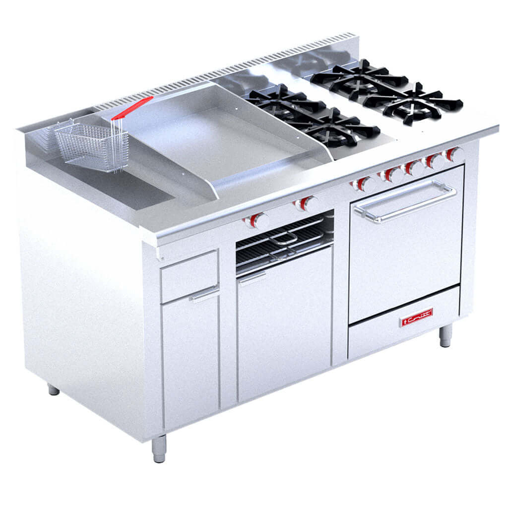 Estufa Multichef de piso Master Coriat vista frontal para cocina industrial