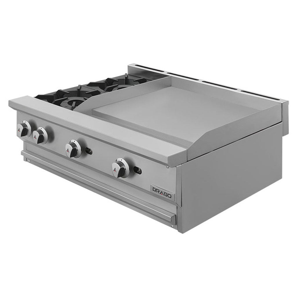 Estufa multiple industrial Drago CG-20PD con 2 quemadores de hierro fundido doble anillo