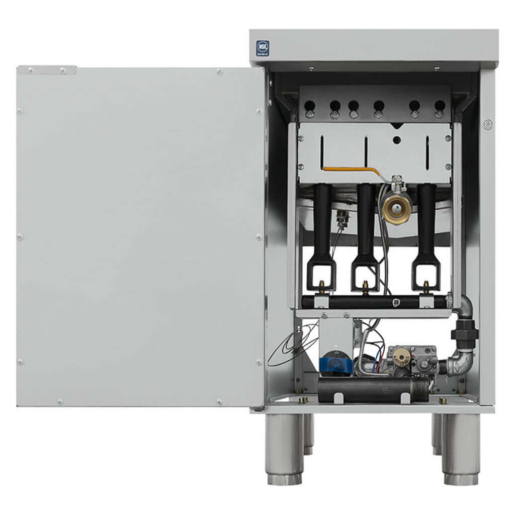 Freidora industrial de gas Drago FG-17 RS E tina de acero inoxidable y drenado