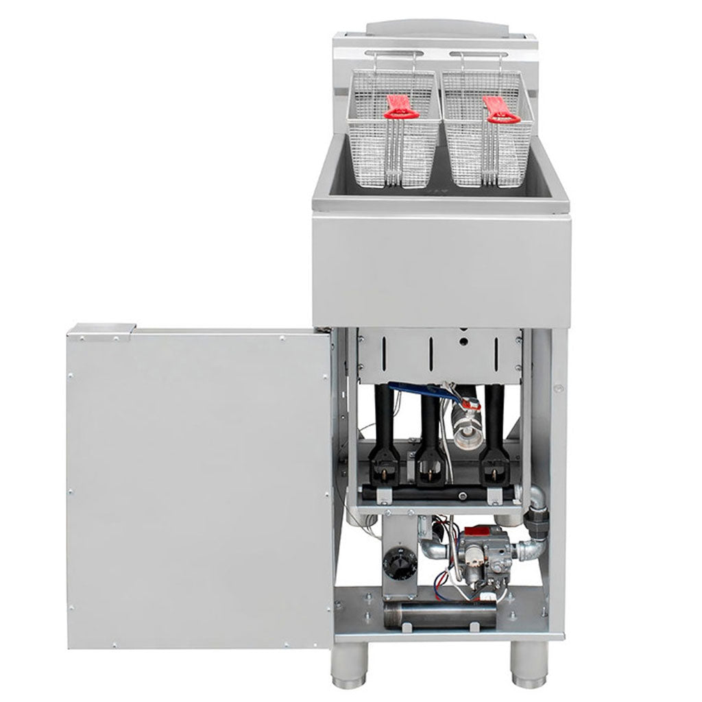 Freidora industrial Drago FG-21 RS con valvula de drenado para facil limpieza