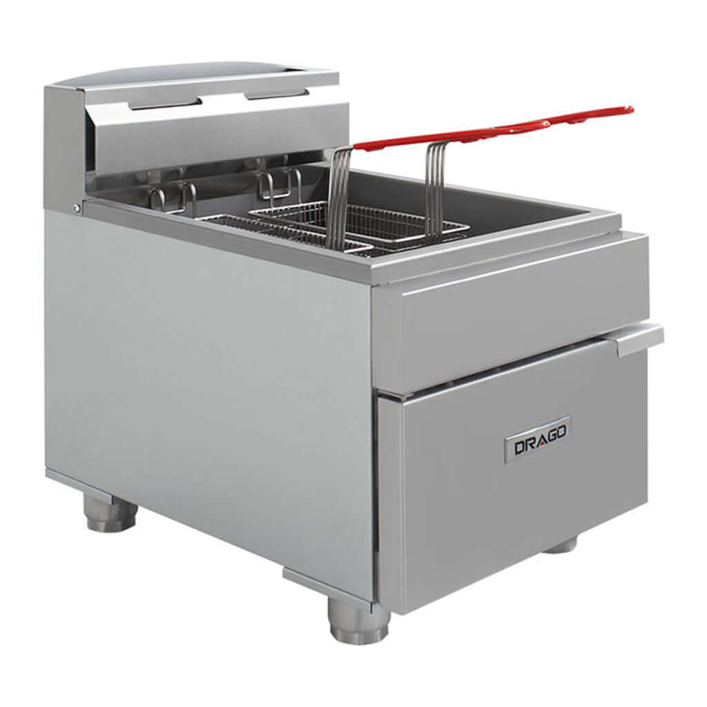 Freidora industrial Drago FG-8 vista lateral para cocina profesional