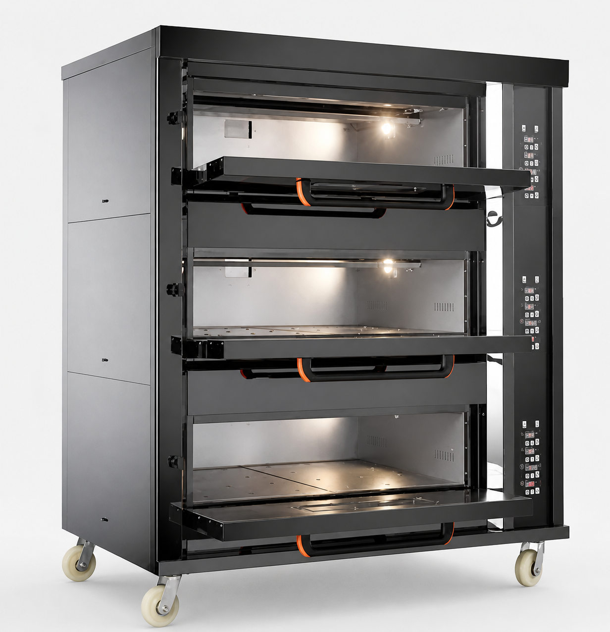 Horno a gas La Tahona HGA36LP con gavetas individuales abiertas para panadería y capacidad de 6 charolas