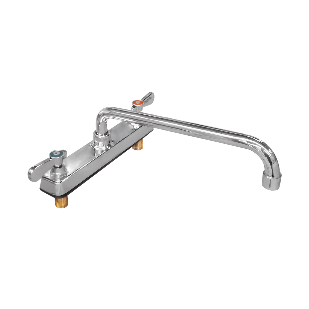 Llave mezcladora MIGSA BXF-H12 de 8 pulgadas a cubierta, dos controles de agua y cuello de ganso cromado