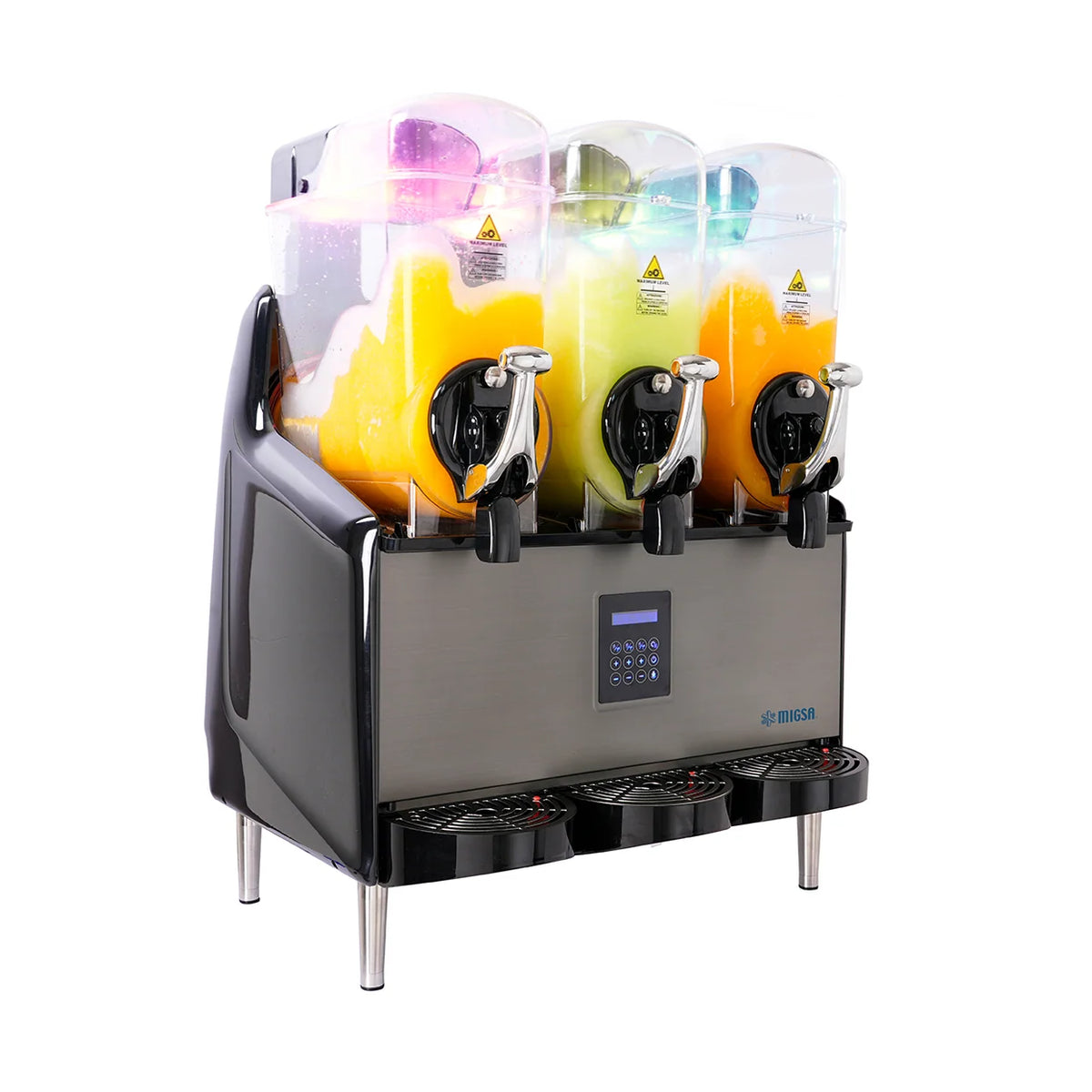 Granizadora MIGSA X-III de tres tazones de 12 litros con iluminación multicolor
