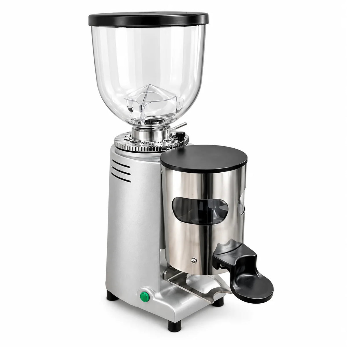 Ilustración de producto del molino para café automático Magister M13AV1 con tolva de 1.5 kg y dosificador, vista frontal tres cuartos