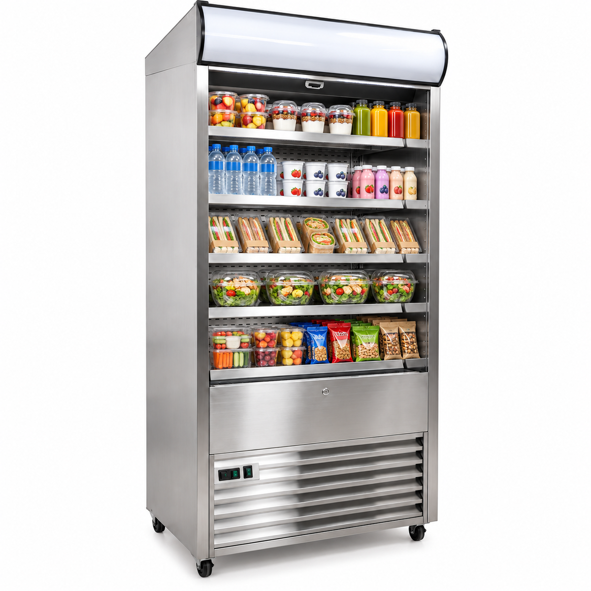Mural refrigerado MIGSA RTS-530L con alimentos y bebidas en exhibición