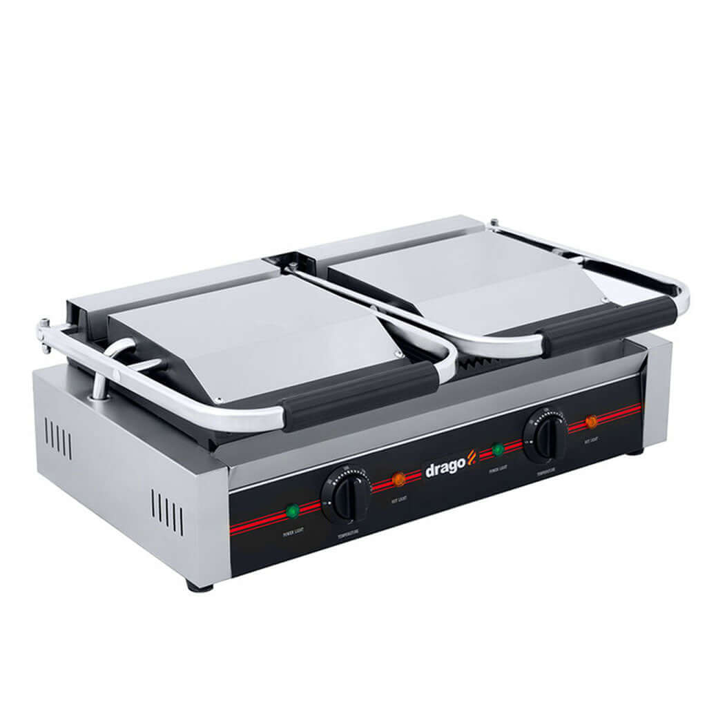 Paninera eléctrica Drago GH-813 doble plancha vista 45 grados