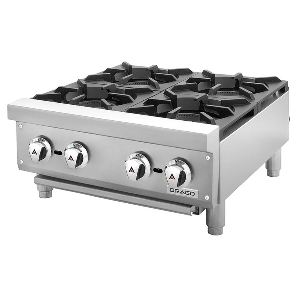 Parrilla industrial 4 quemadores Drago CG-40 a gas natural 24 pulgadas