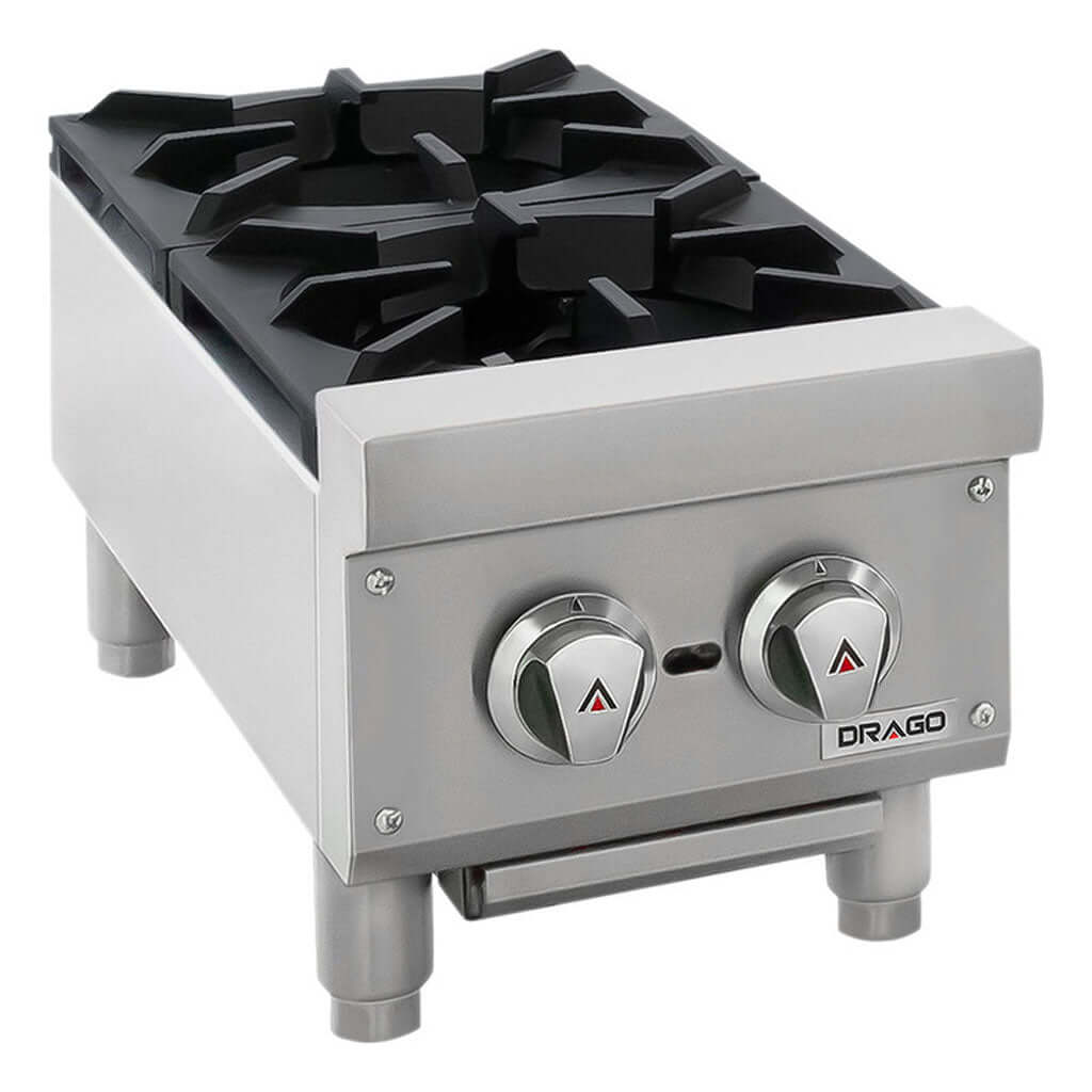 Parrillas industriales Drago CG-20 con parrillas de hierro fundido 12x12 vista superior