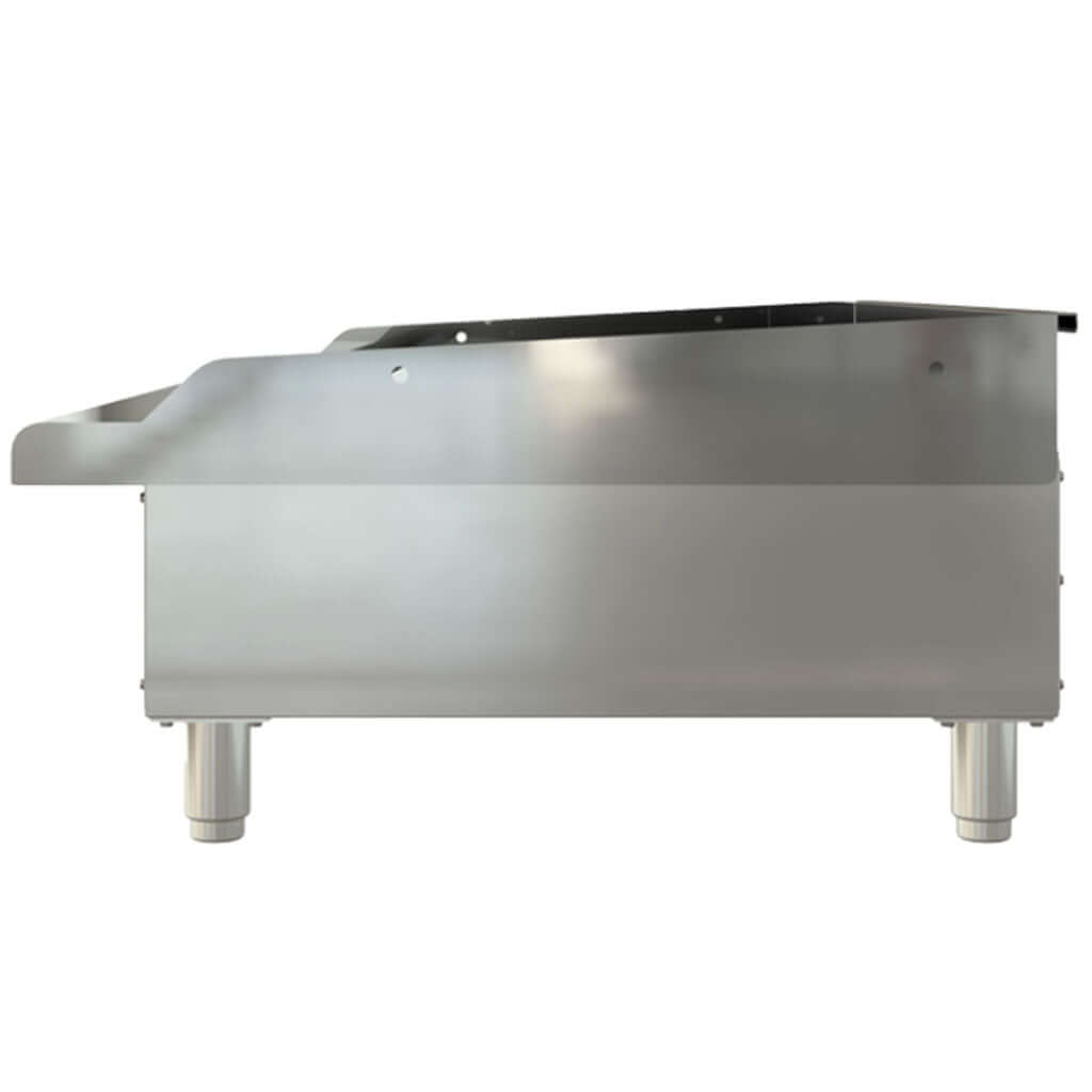 Panel frontal con termostatos ajustables 50 a 300°C en plancha eléctrica Coriat CV-2-E Master