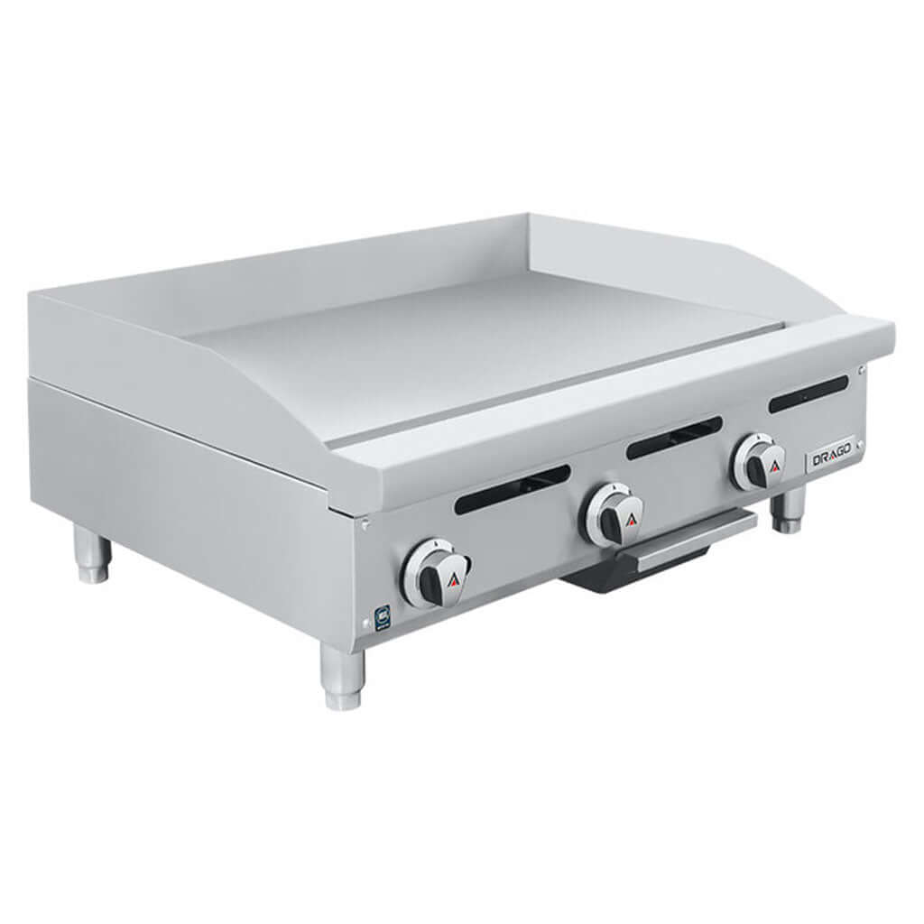 Plancha industrial Drago PG-3 de 3 quemadores 36 pulgadas a gas natural vista frontal