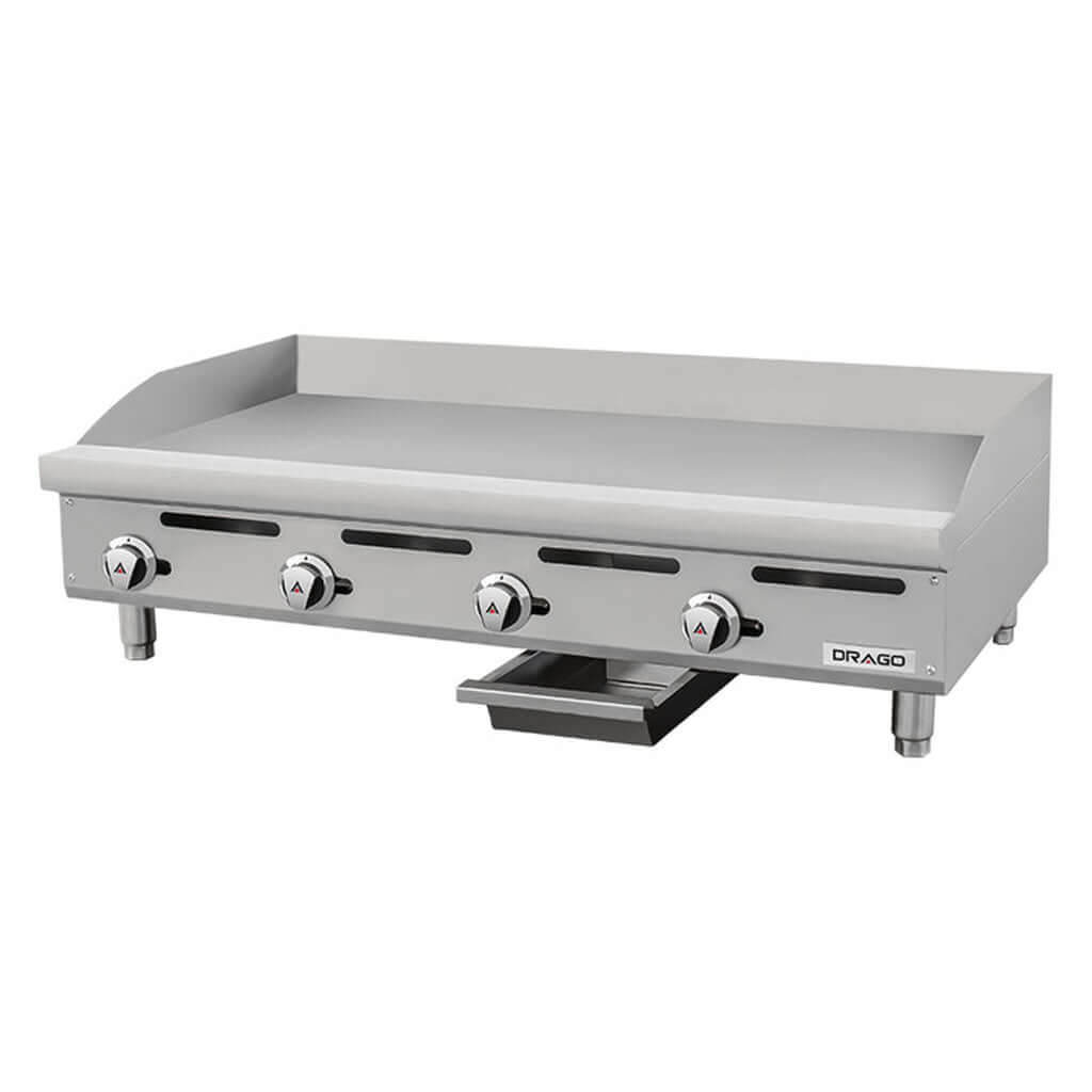 Plancha industrial Drago PG-4 con 4 controles independientes y quemadores tipo J