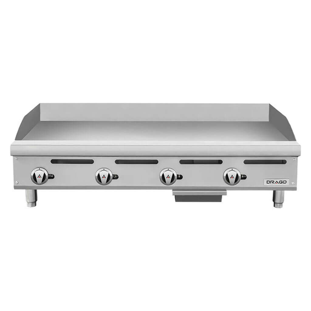 Plancha industrial de cocina Drago PG-4 con placa de acero pulida de 1/2 pulgada