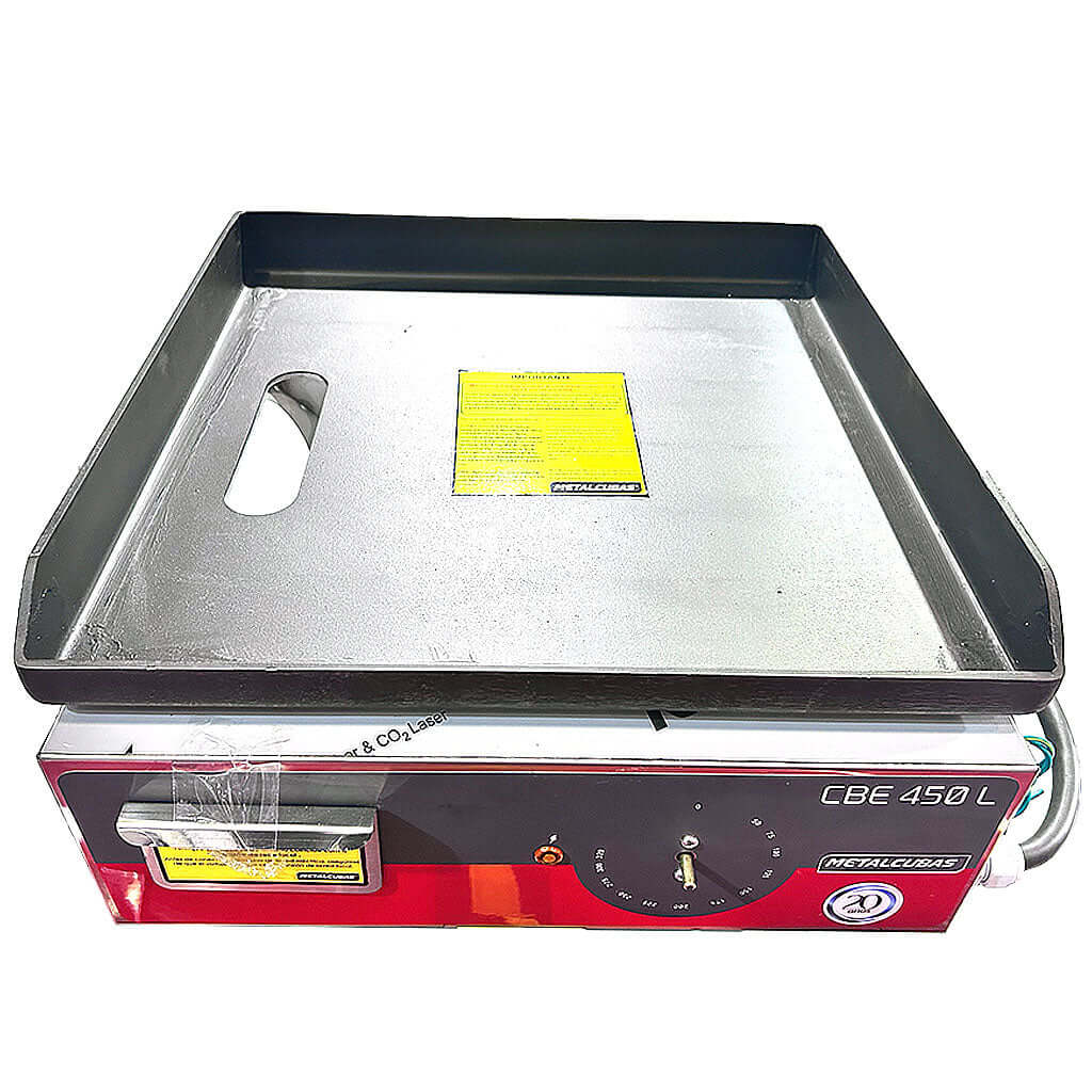 Plancha para cocinar de acero inoxidable Metalcubas CBE450L con superficie amplia y termostato regulable
